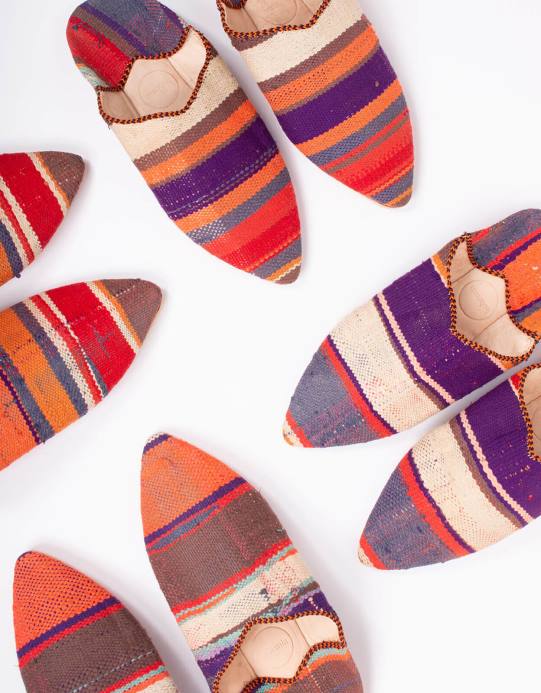 Monsoon نحيف بوهيميا تصميم المغربي بوجاد بابوش النعال الأرجواني D68H1556 أحذية أرجواني