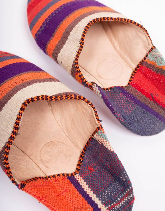 Monsoon نحيف بوهيميا تصميم المغربي بوجاد بابوش النعال الأرجواني D68H1556 أحذية أرجواني