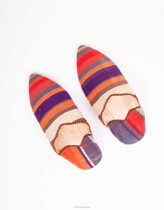 Monsoon نحيف بوهيميا تصميم المغربي بوجاد بابوش النعال الأرجواني D68H1556 أحذية أرجواني