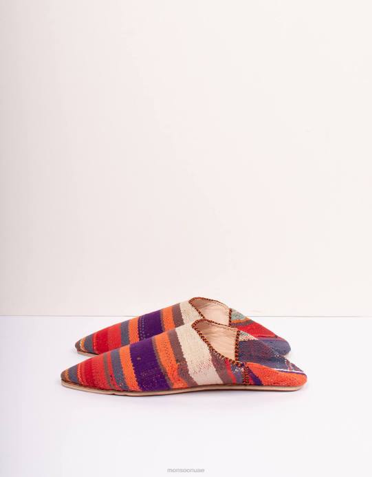 Monsoon نحيف بوهيميا تصميم المغربي بوجاد بابوش النعال الأرجواني D68H1556 أحذية أرجواني