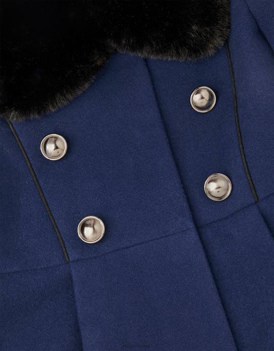 Monsoon بنت معطف من الفرو الصناعي ذو طراز عسكري D68H1568 ملابس أزرق