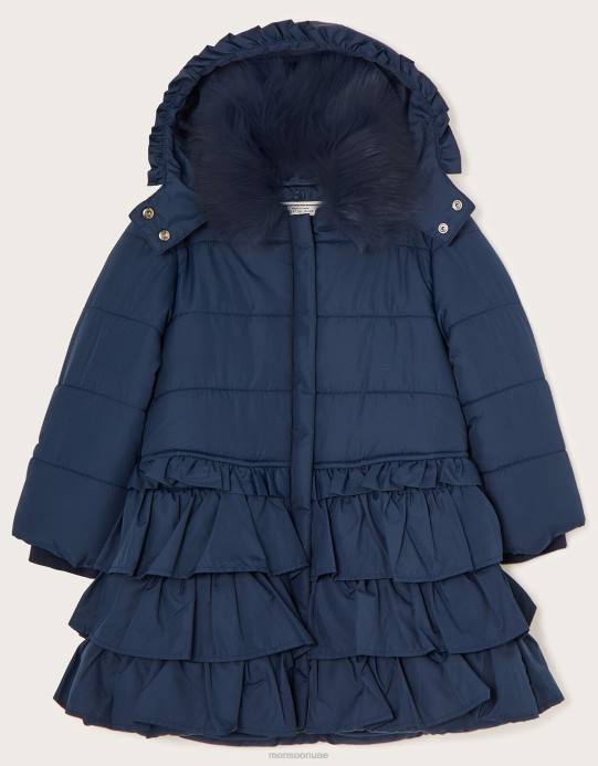 Monsoon بنت معطف مبطن متعدد الطبقات D68H1576 ملابس الأزرق الداكن)