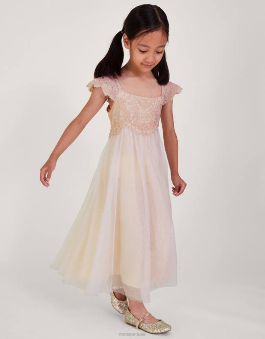 Monsoon بنت إستيلا فستان مطرز D68H1579 ملابس لون القرنفل