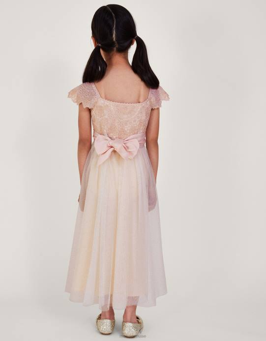 Monsoon بنت إستيلا فستان مطرز D68H1579 ملابس لون القرنفل