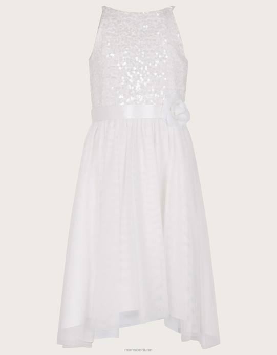 Monsoon بنت الحقيقة الترتر فستان العروسة D68H1587 ملابس عاج