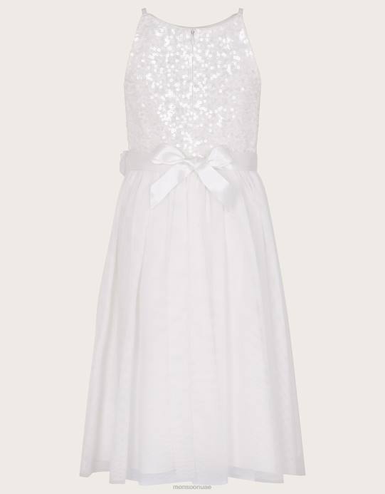 Monsoon بنت الحقيقة الترتر فستان العروسة D68H1587 ملابس عاج