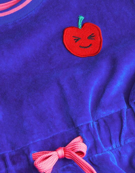 Monsoon بنت فستان مخملي برباط على الخصر D68H1588 ملابس أزرق