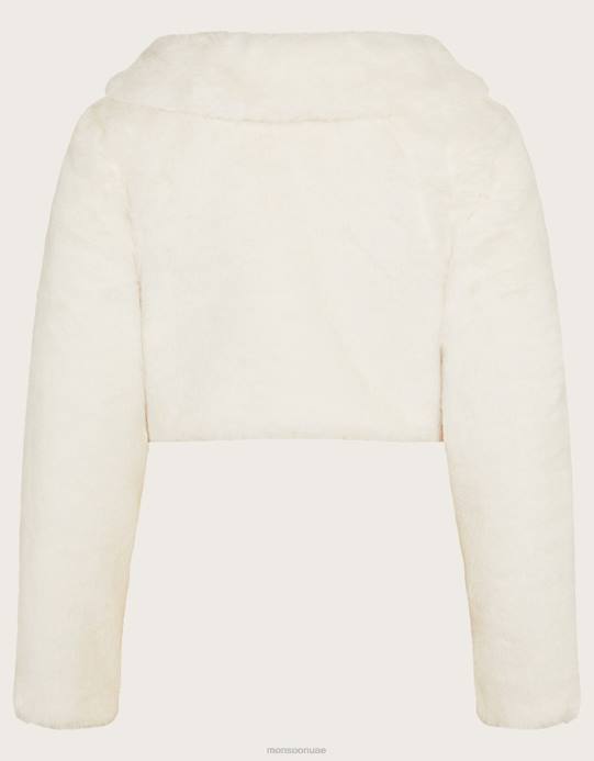 Monsoon بنت سترة من الفرو الصناعي بأكمام طويلة D68H1589 ملابس عاج