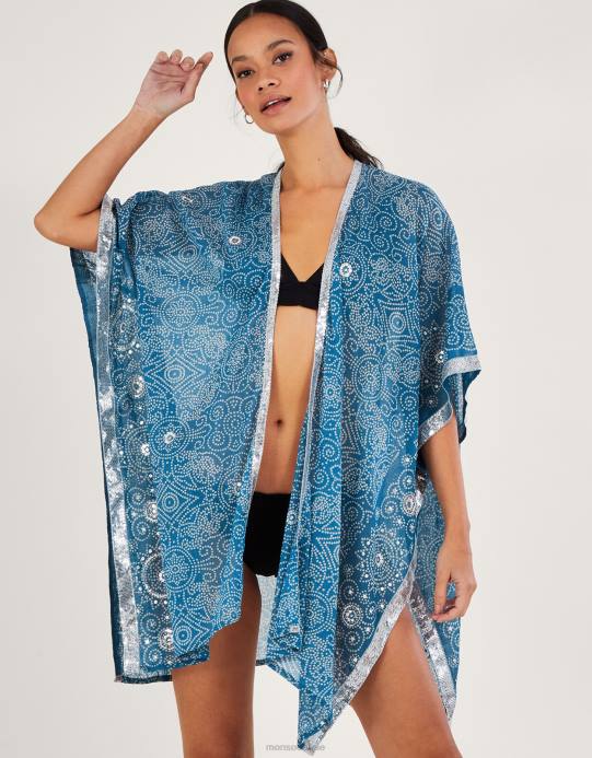 Monsoon نحيف غطاء بطباعة بانداني D68H159 ملابس أزرق