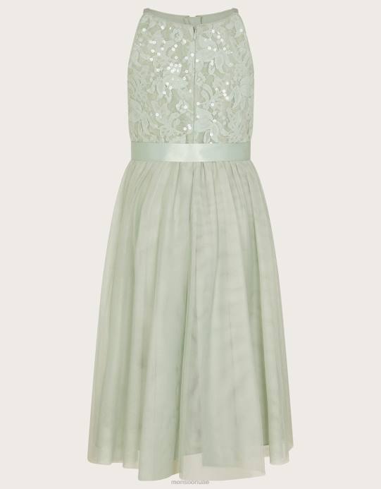 Monsoon بنت فستان تروث ماكسي مزين بالدانتيل D68H1597 ملابس أخضر