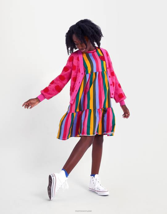 Monsoon بنت فستان جيرسي مخطط D68H1598 ملابس متعدد