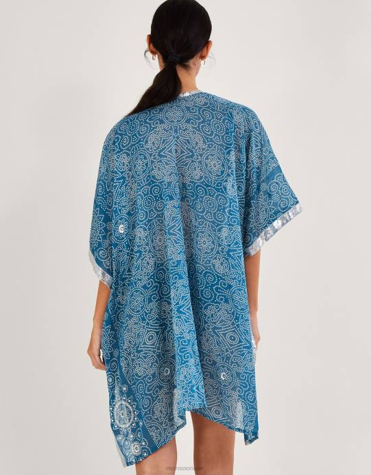 Monsoon نحيف غطاء بطباعة بانداني D68H159 ملابس أزرق