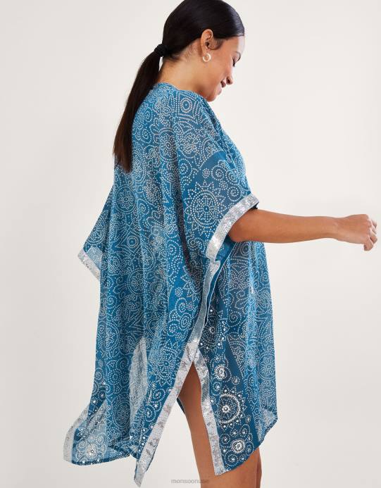 Monsoon نحيف غطاء بطباعة بانداني D68H159 ملابس أزرق