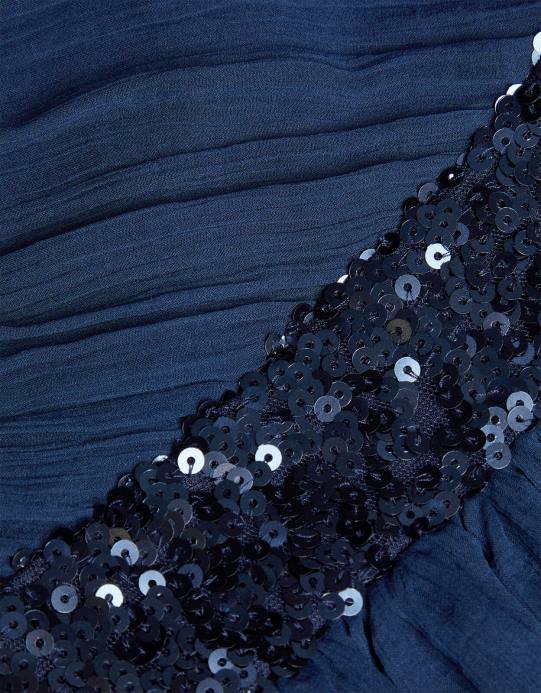 Monsoon بنت أبيجيل فستان حفلة موسيقية بكتف واحد D68H1604 ملابس الأزرق الداكن)