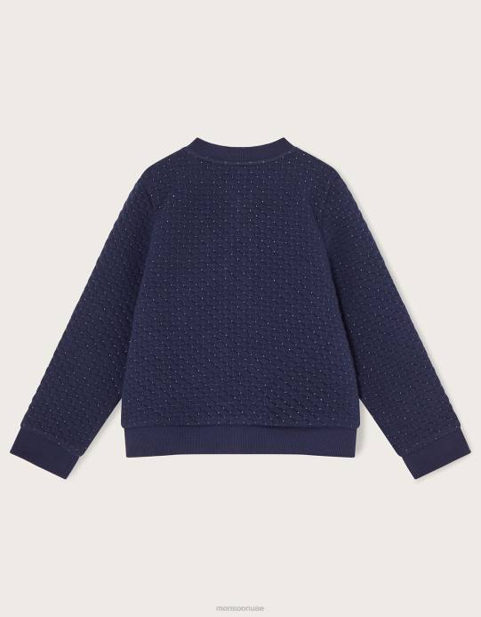 Monsoon بنت سترة بومبر مبطنة بترتر وحيد القرن D68H1606 ملابس الأزرق الداكن)