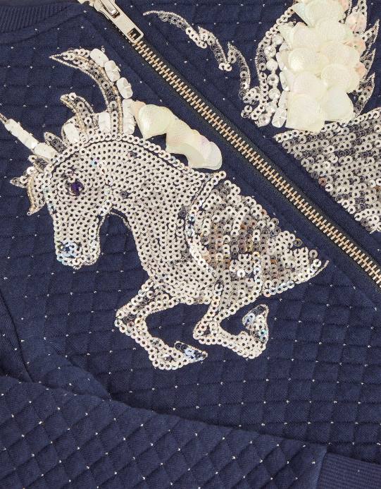 Monsoon بنت سترة بومبر مبطنة بترتر وحيد القرن D68H1606 ملابس الأزرق الداكن)