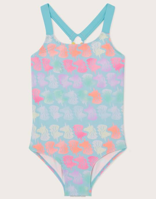 Monsoon بنت ملابس سباحة بحزام خلفي على شكل رأس وحيد القرن D68H1610 ملابس الأزرق (الفيروز)