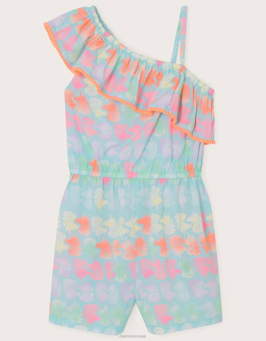 Monsoon بنت بدلة لعب بكتف واحد على شكل رأس وحيد القرن D68H1614 ملابس الأزرق (الفيروز)