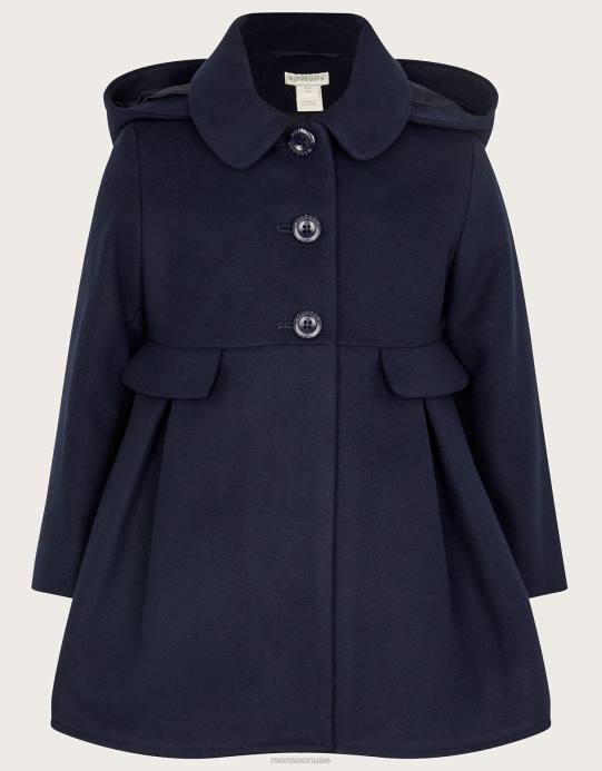 Monsoon بنت طوق مقنعين معطف D68H1624 ملابس الأزرق الداكن)