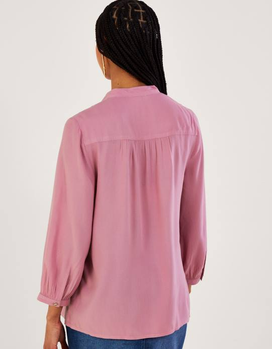 Monsoon نحيف بلوزة تفاصيل الدانتيل D68H163 ملابس الأرجواني (أرجواني)