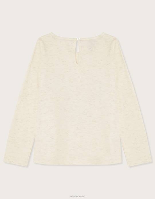 Monsoon بنت السنجاب طويلة الأكمام تي شيرت D68H1642 ملابس عاج