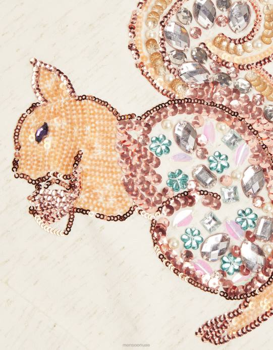 Monsoon بنت السنجاب طويلة الأكمام تي شيرت D68H1642 ملابس عاج