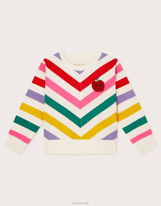 Monsoon بنت سترة برقبة دائرية وشريط قوس قزح D68H1645 ملابس أزرق