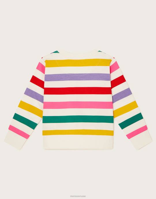 Monsoon بنت سترة برقبة دائرية وشريط قوس قزح D68H1645 ملابس أزرق