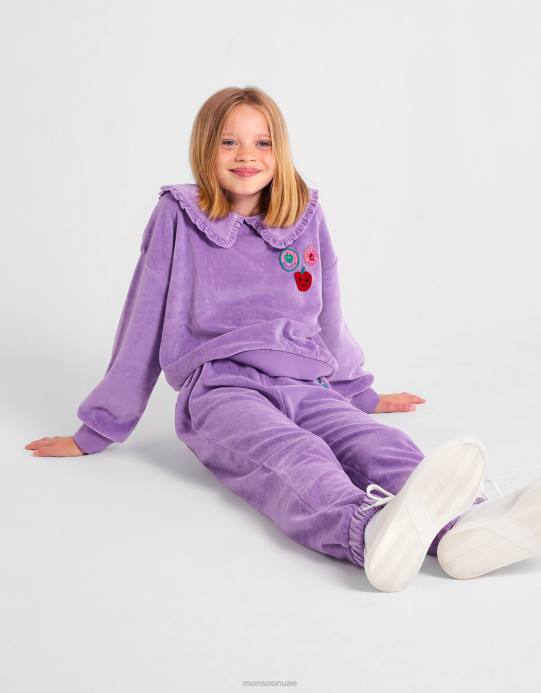 Monsoon أطفال أعلى طوق القطيفة D68H1650 ملابس أرجواني