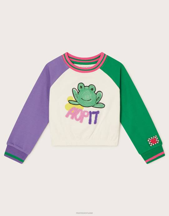 Monsoon أطفال أعلى المحاصيل الخصر مرونة الضفدع D68H1654 ملابس عاج