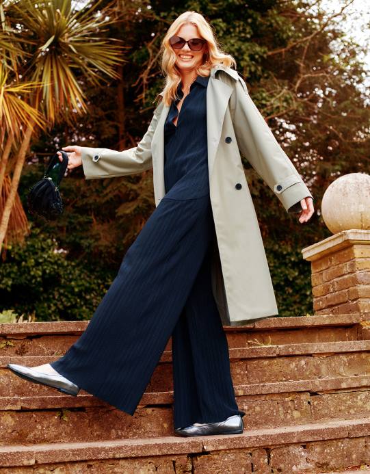 Monsoon نحيف معطف ميدي خندق D68H166 ملابس جمل