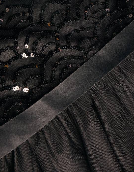 Monsoon بنت ديكو الترتر الحقيقة فستان حفلة موسيقية D68H1662 ملابس أسود