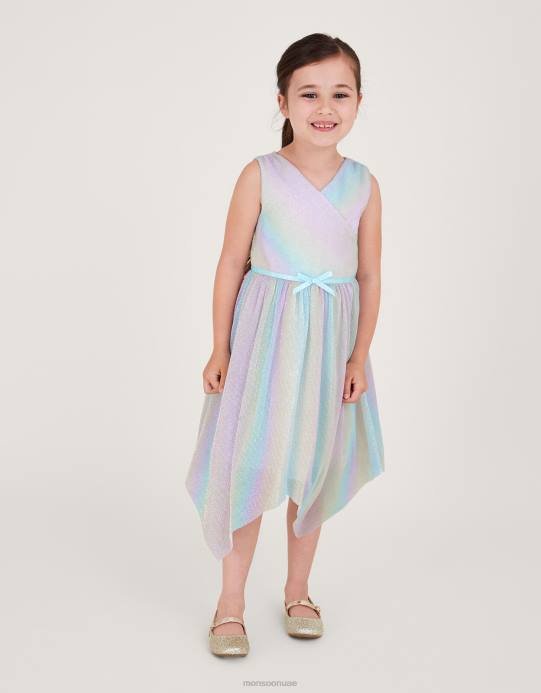 Monsoon بنت فستان ملفوف بألوان قوس قزح بليس D68H1664 ملابس متعدد