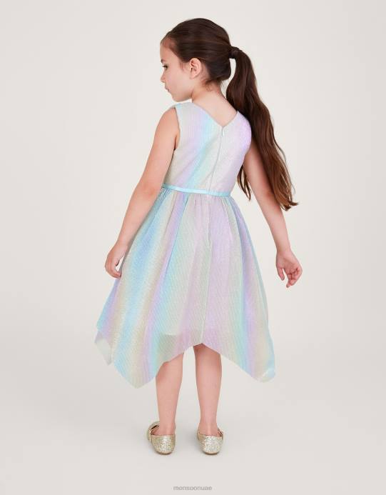 Monsoon بنت فستان ملفوف بألوان قوس قزح بليس D68H1664 ملابس متعدد