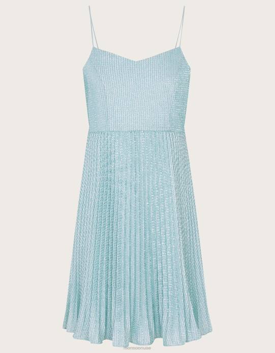 Monsoon بنت فستان حفلة موسيقية ذو طيات لامعة D68H1666 ملابس أزرق