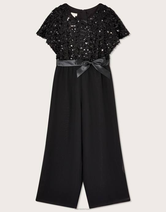 Monsoon بنت ديكو بذلة الأكمام الرأس D68H1669 ملابس أسود