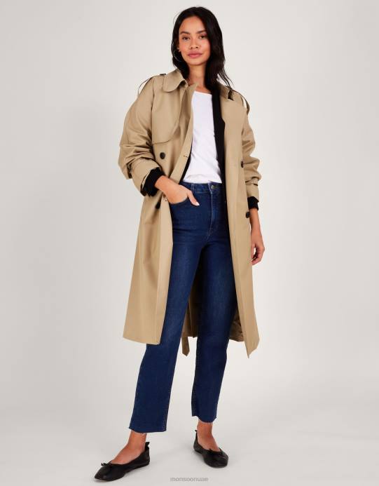 Monsoon نحيف معطف ميدي خندق D68H166 ملابس جمل