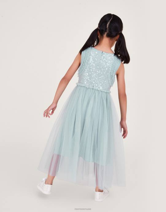 Monsoon بنت فستان كشكش من الترتر من بريسيلا D68H1671 ملابس أزرق