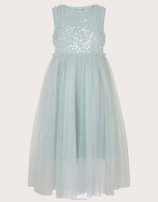 Monsoon بنت فستان كشكش من الترتر من بريسيلا D68H1671 ملابس أزرق