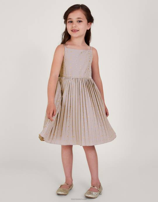 Monsoon بنت فستان أنجلينا بطبعة كونية وكسرات D68H1675 ملابس الأرجواني (أرجواني)