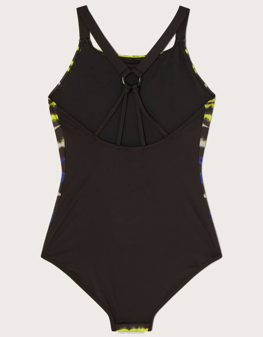 Monsoon بنت ملابس السباحة الكهربائية التعادل صبغ الشريط D68H1676 ملابس أسود