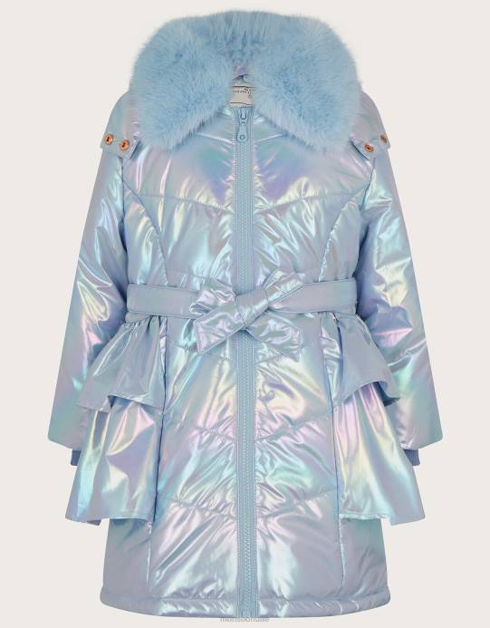 Monsoon بنت معطف مبطن بكشكشة معدنية D68H1677 ملابس الأزرق (الأزرق الشاحب)