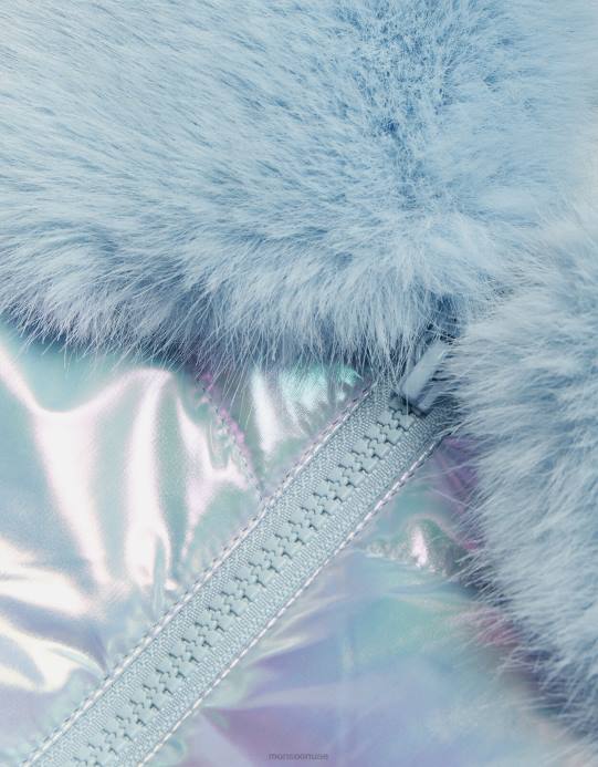 Monsoon بنت معطف مبطن بكشكشة معدنية D68H1677 ملابس الأزرق (الأزرق الشاحب)