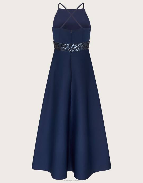 Monsoon بنت فستان حفلة موسيقية بالترتر سكوبا D68H1681 ملابس الأزرق الداكن)