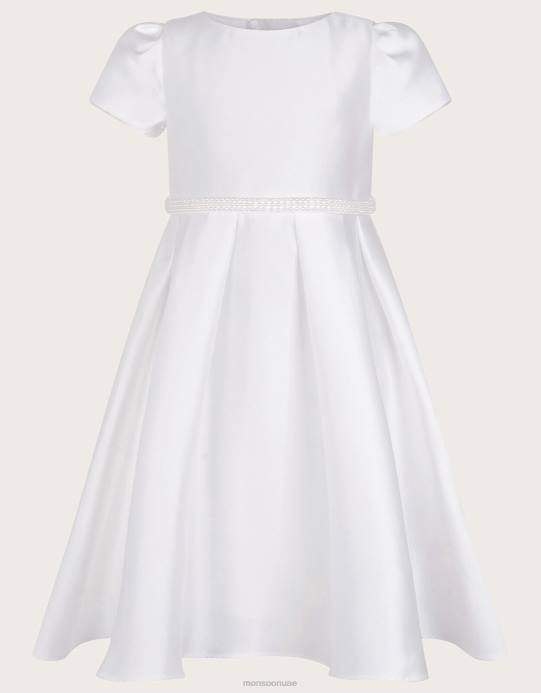 Monsoon بنت فستان دوقة هنريتا بحزام اللؤلؤ D68H1689 ملابس عاج