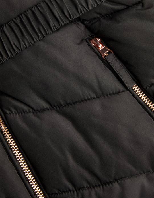 Monsoon بنت معطف بغطاء رأس من الفرو الصناعي بحزام D68H1691 ملابس أسود