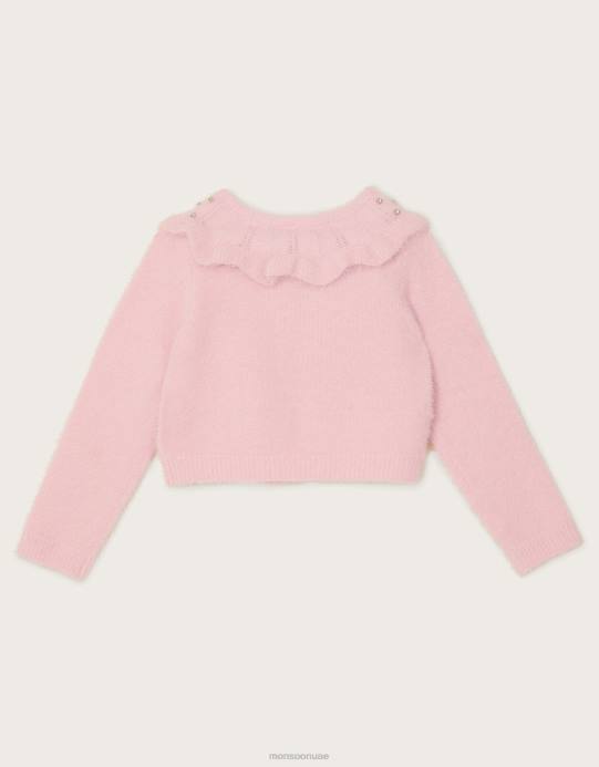 Monsoon بنت سترة بوليرو ذات ياقة جوهرة منفوشة D68H1692 ملابس لون القرنفل