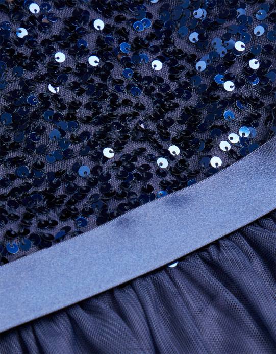 Monsoon بنت الحقيقة فستان المناسبات الترتر D68H1694 ملابس الأزرق الداكن)