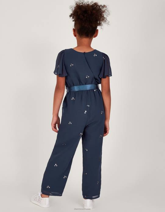 Monsoon بنت بذلة حفلة متناثرة بالترتر D68H1696 ملابس الأزرق الداكن)