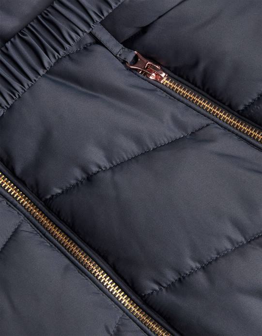 Monsoon بنت معطف بغطاء رأس من الفرو الصناعي بحزام D68H1698 ملابس الأزرق الداكن)